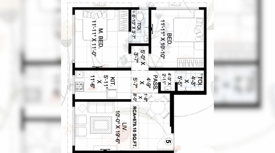 GS-Pearl-Floor-Plan-2 BHK- 679 Sqft